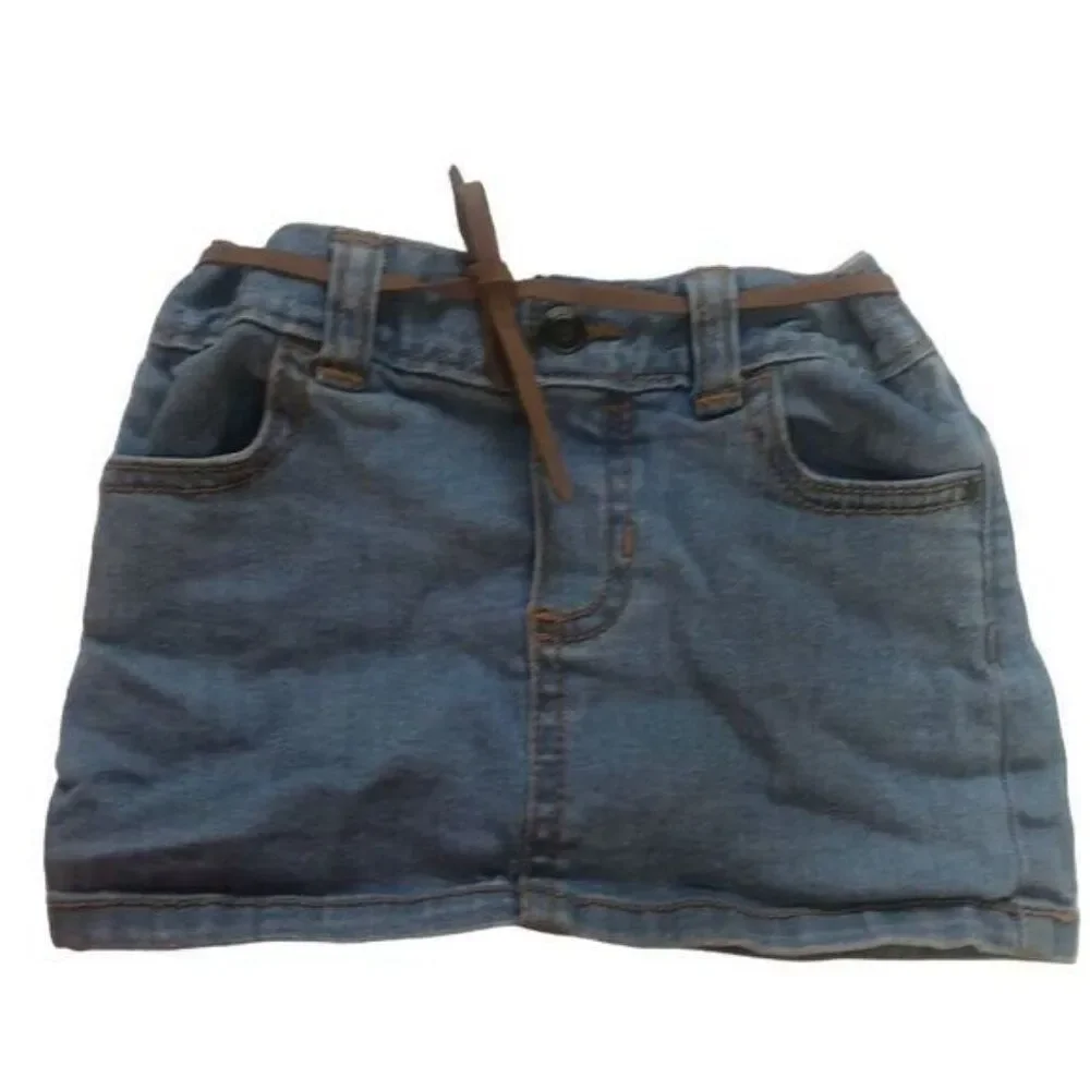 Girls Denim Skirt Mini Skirt with Belt, Jean Skirt, Casual, Cute